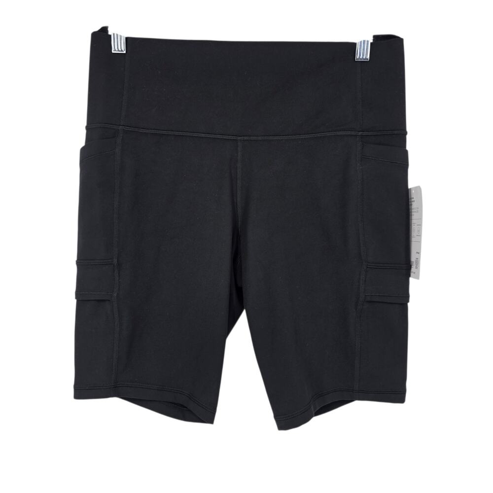 NWT Athleta Black Salutation Stash Cargo 9” Compression Yoga Biker Shorts Size L